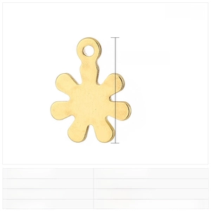 Detailed size view of 13x10mm flower stainless steel pendant in gold and silver finish