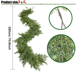 Artificial evergreen pine cypress garland 180cm for Christmas table and door decoration