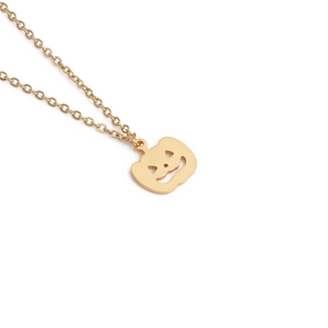 Minimalist gold stainless steel pumpkin lantern necklace for Halloween jewelry style
