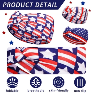 USA flag star striped pattern knot headband for yoga and fitness sports wear
