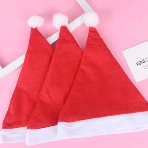 Christmas Santa Claus Hat Non-Woven Fabric Red White Holiday Party Decoration Costume For Adults And Kids