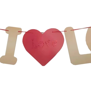 Detail of I Love U heart banner with red glitter Love heart for wedding decoration