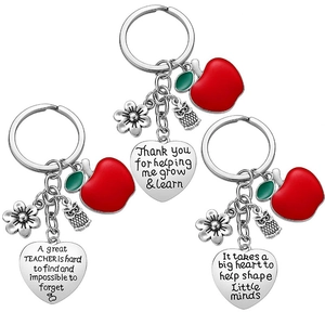 Edelstahl Lehrer Wertschätzung Schlüsselanhänger Mit Apfel Eule Blume Anhänger Graviertes Herz Lehrer Geschenk Für Weihnachten Lehrertag