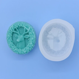 Deer head wreath silicone mold for DIY baking and handmade forest style cake decoration