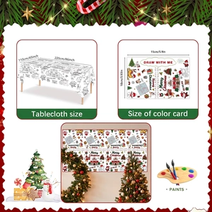 Christmas DIY coloring tablecloth with Santa Claus and reindeer patterns for holiday parties