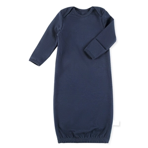 Navy blue long sleeve newborn cotton sleep sack with mitten cuffs and elastic bottom