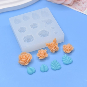 Silicone mold for rose flowers and leaves DIY cake decorating and resin craft tools