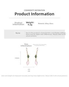 Detailed size chart for teardrop tassel earrings showing 5.5cm length and alloy material