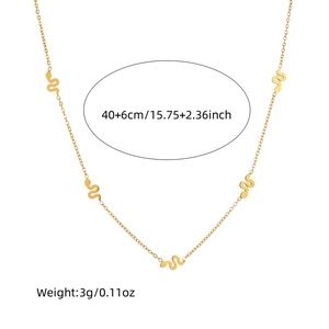 Minimalist gold plated stainless steel necklace with five delicate snake pendants
