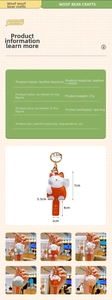 Detail view of Maneki Neko leather keychain with Ping An charm and size measurements