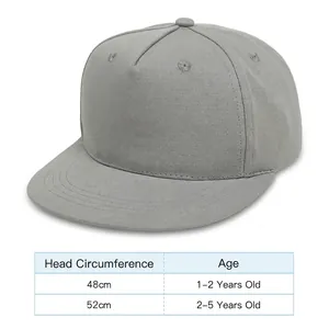 Kids tie-dye hip hop baseball cap size chart showing head circumference for ages 1-5