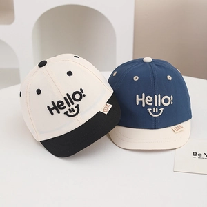 Baby Baseball Cap Soft Short Brim Sun Hat Hello Smile Embroidery Breathable Quick Dry Korean Style Toddler Boys Girls Adjustable
