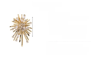 Detailed close-up of firework zircon earrings with gold plating and S925 silver needles