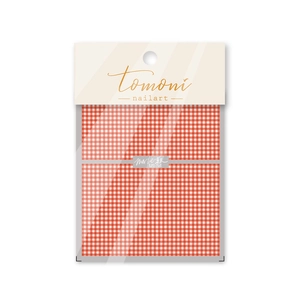Detail of MS-54 red checkered nail art stickers in premium retail packaging