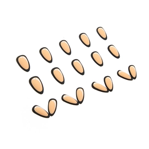 Pop art 2D comic style matte nude pink press-on nails with black outlines