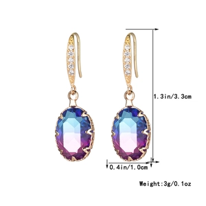 Detailed size diagram for teardrop earrings showing 3.3cm length and 1.0cm width