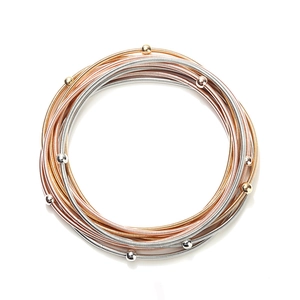 Fashionable Metal Spring Bracelets For Women Mixed Color Gold Silver Plated Ball Beads Multi Layer Elastic Coil Wristband Jewelry Gift