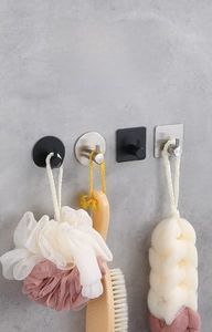 Detail of matte black and silver SUS304 stainless steel hooks showing strong weight capacity