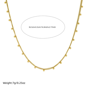Collier double couche en acier inoxydable doré avec perles et détails de dimensions