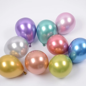 Assorted 12-inch metallic latex balloons in vibrant chrome colors for party decoration