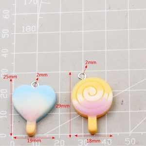 Creative resin ice cream and lollipop pendants with metal loops for DIY jewelry making