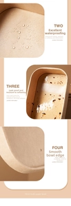 Detail of waterproof kraft paper bowl with oil-resistant coating and smooth rolled rim