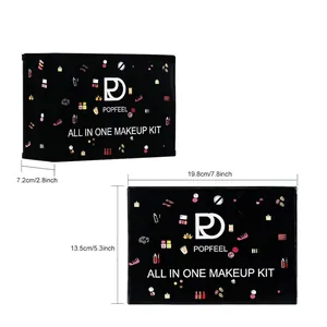 Kit trucco completo in una scatola nera con dimensioni 19,8cm x 13,5cm x 7,2cm