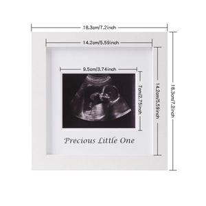 Modern white wooden ultrasound photo frame for baby souvenir with Precious Little One text