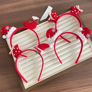Christmas headband set with red velvet Santa hats stars and snowflakes for holiday parties
