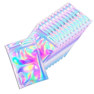 Holografische silberne Druckverschlussbeutel mit Aufhängeloch für Nägel und Schmuck