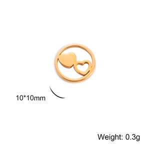 Golden stainless steel hollow double heart charm, 10x10mm jewelry making DIY pendant