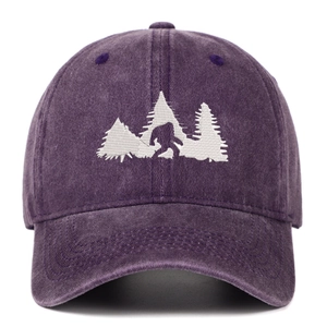 Cappellino Da Baseball In Cotone Lavato Vintage Ricamo Bigfoot Sasquatch Pino Retrò Esterno Cappello Sole Unisex