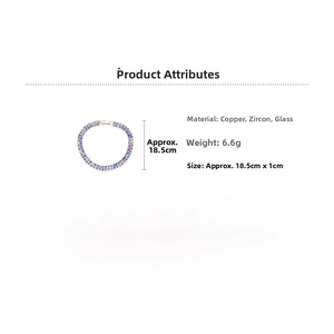 Détail du bracelet avec zircons bleus, longueur de 18,5 cm et fermoir mousqueton pratique