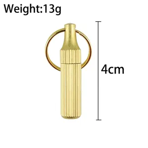 Mini brass EDC capsule knife keychain for opening boxes, weighing 13g and 4cm in height