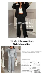 Detail view of 100% polyester fabric texture and relaxed fit for two-piece jacket set