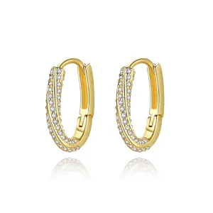Fashion Hoop Earrings Geometric O-Shape Copper Quality Zircon Micro-Pave Gold Plated Jewelry For Women