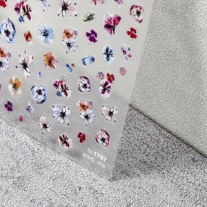 Adesivi per unghie 5D ultra-sottili con motivi floreali e fiori di ciliegio effetto acquerello