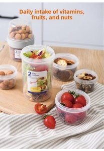 Dual-layer portable food storage container with 760ml and 310ml sealed compartments