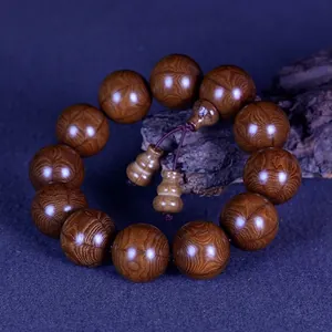 Natural Six-Path Wood Buddhist Prayer Beads Bracelet Hand Polished Zen Ethnic Vintage Gourd Pendant Jewelry