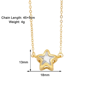 Close-up of gold pentagram necklace with 45+5cm chain length and 18mm pendant detail