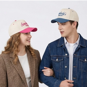 Unisex embroidered baseball caps in pink and blue contrast styles for sun protection