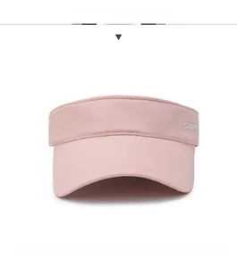 Detail view of pink sun visor hat showing high-quality stitching and SPORTS text logo