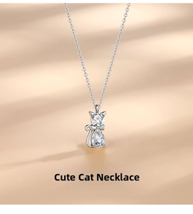 Detailed view of 999 silver cat pendant featuring sparkling cubic zirconia stones
