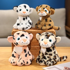 Cute Leopard Plush Toy Soft Cheetah Stuffed Animal With Large Eyes Spotted Animal Doll For Kids Home Decor