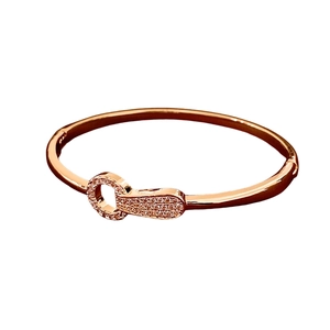 Bracelet jononc or rose poli avec pavé de cristaux et fermoir boucle pour femme