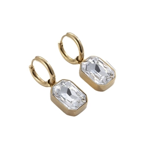 Elegante Ohrringe aus Gold-Titan mit rechteckigem Kristall im Smaragdschliff
