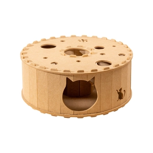 Durable felt cat tunnel bed and scratching house with cat-shaped entrance hole