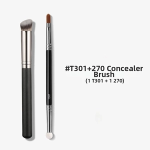 Detailed view of T301 dual-ended detail brush and 270 angled concealer makeup brush