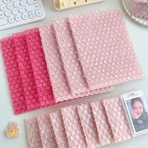 Pink heart-shaped bubble mailing bags in large and small sizes for gift packaging