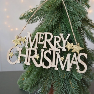 Buon Natale Targa Da Appendere In Legno Ornamento Stella Luccicante Decorazione Rustica Per Festa In Casa Con Corda